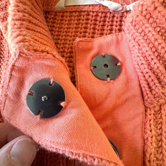 Soft Surroundings Highland Pocket Snap Button Sweater Peach Orange Women's Small - Picture 6 of 15